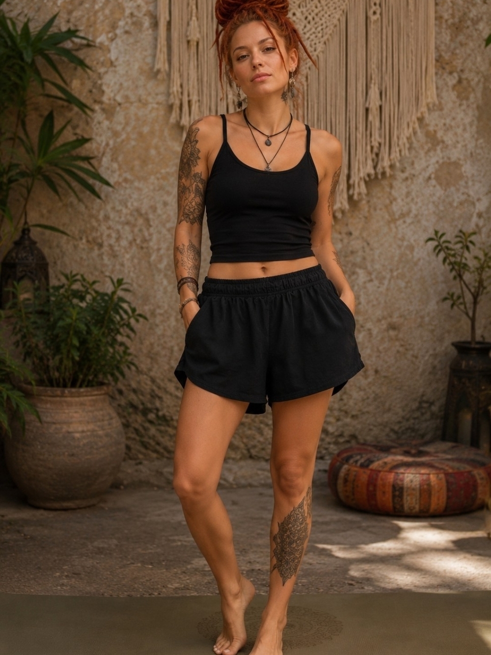 4/$15 Women's Black Elastic Waist Casual Shorts Sz Xxl Sz 20 Plus W/ Drawstring